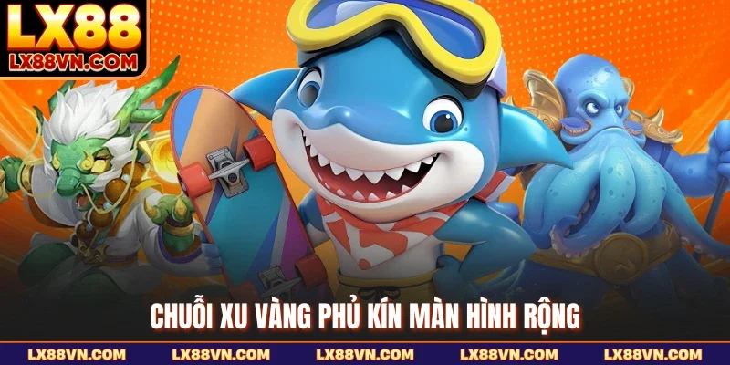 Chuỗi xu vàng phủ kín màn hình rộng